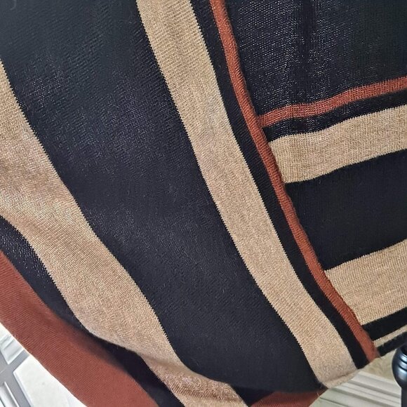 August Silk Women's Size Medium Black/Tan/Rust Open Front Cardigan Sweater EUC - Picture 5 of 12